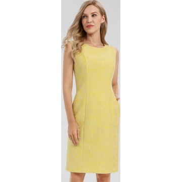 APART Jacquard-Kleid mit Glanz-Fäden in gelb