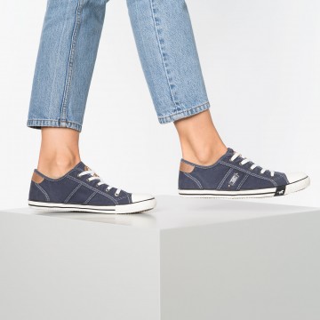 MUSTANG Sneaker in dunkelblau / braun / weiß