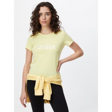 GUESS T-Shirt 'Lenna' in gelb / silber